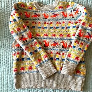 J crew fox & gnomes  wool sweater